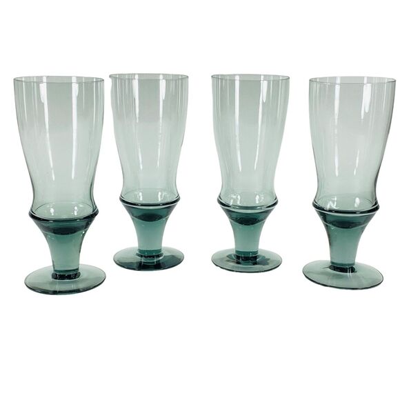 Mid Century Water Goblets Smoke Gray (4) Swedish Crystal Bjorkshult Sweden MCM - Picture 1 of 6